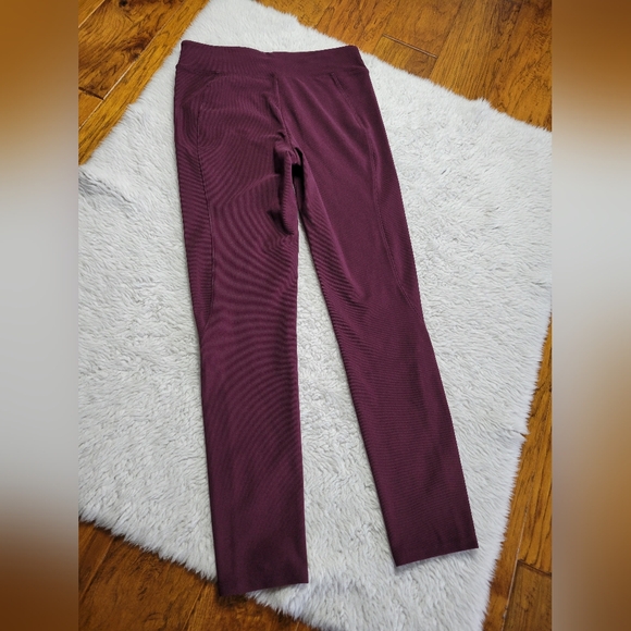 SPANX Micro Rib Knit Control Top Skimmer Leggings Rich Plum Purple 7/8 Medium - Picture 2 of 9